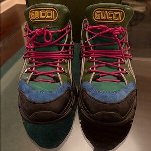 Gucci Multicolor Flashtrek Sneakers with Pink Laces Size 12